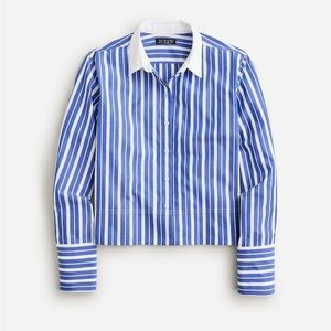 J. Crew Blue and White Vertical Stripe Shirt with White Collar